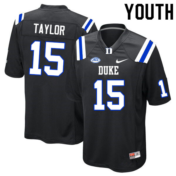 Youth #15 Jake Taylor Duke Blue Devils College Football Jerseys Sale-Black